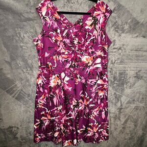 Women's Size 18W East 5th Purple Floral Fit-and-Flare A-Line Floral Dress